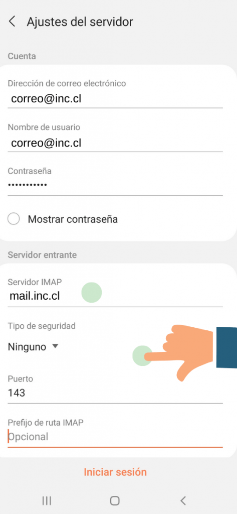 configurar correo android paso 5